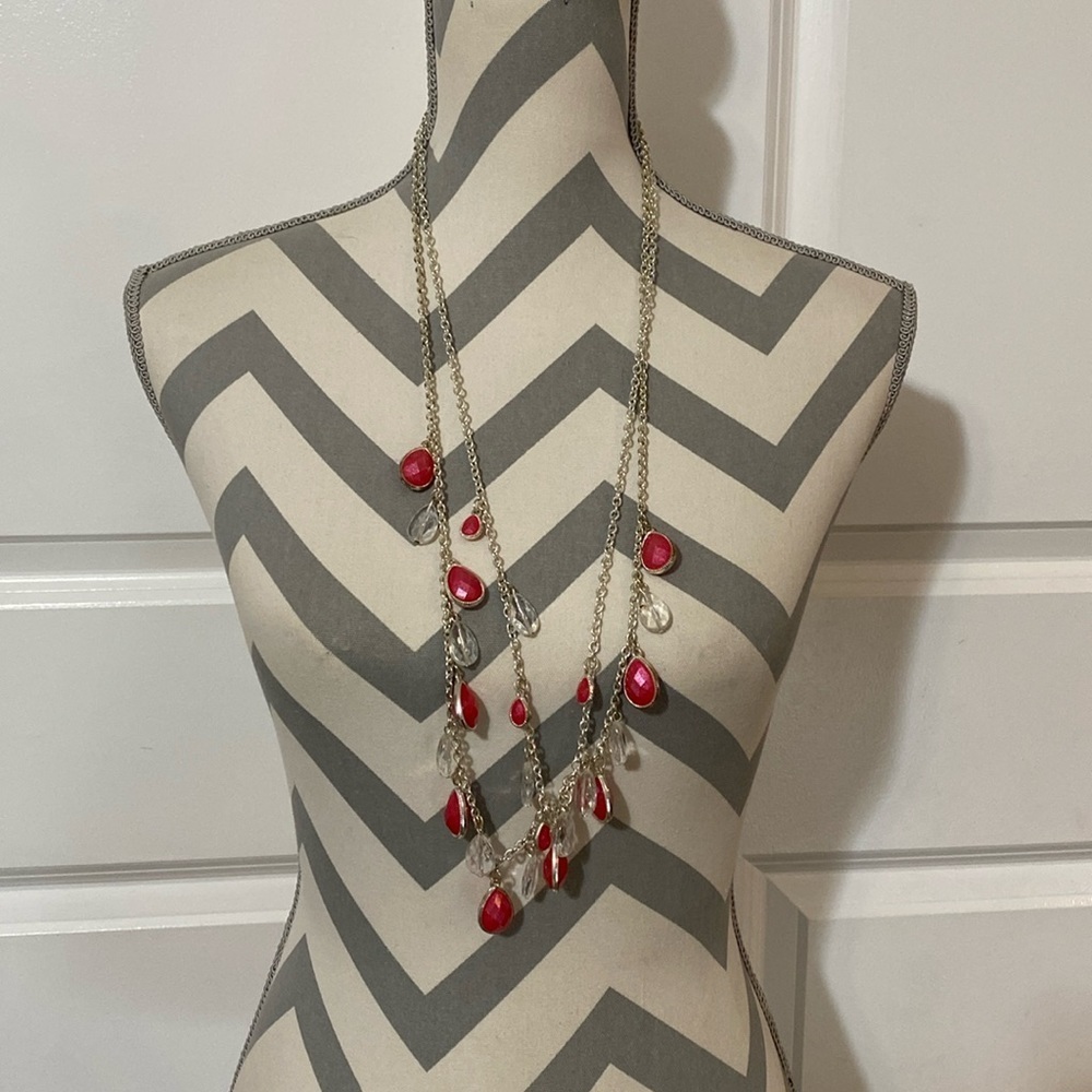 Statement Necklace Silver & Pink